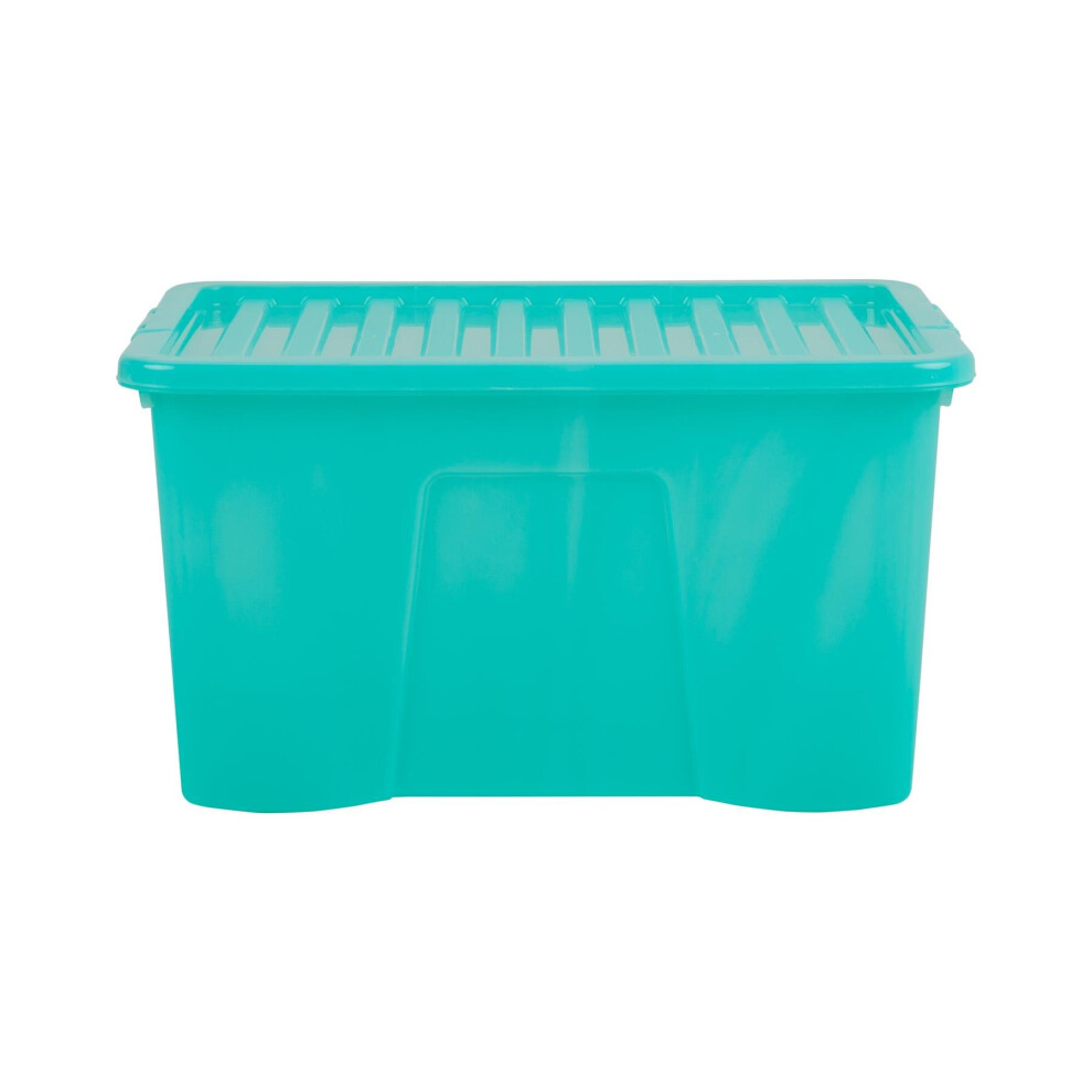 Wham Crystal 60 Liter Plastic Storage Box With Lid 60x40x33 cm - Tint Spearmint