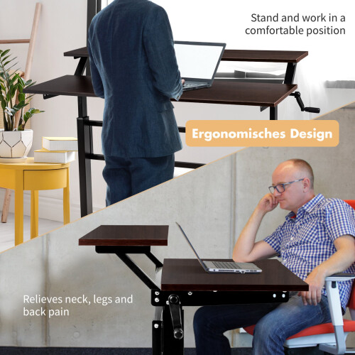 Costway 2Tier Adjustable Height Standing Desk w/Crank Ergonomic Computer Table 1