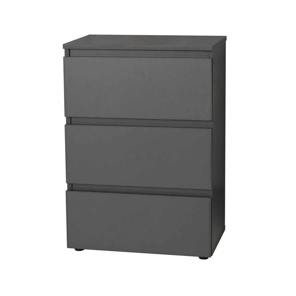 3 Drawer Chest Cabinet Bedroom Furniture Storage Nightstand - Grey