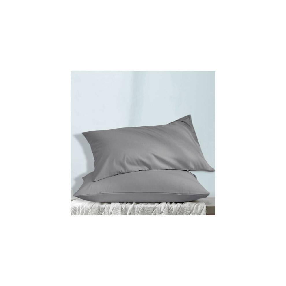 (Grey, Pillow Case Only) Full Fitted Sheet Bed Sheets Single Double King