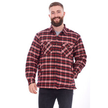 (Black Red Check, XXL) Malay Mens Padded Work Shirt Quilted Yarn Dyed cotton Buttons Thick Lumberjack Jacket