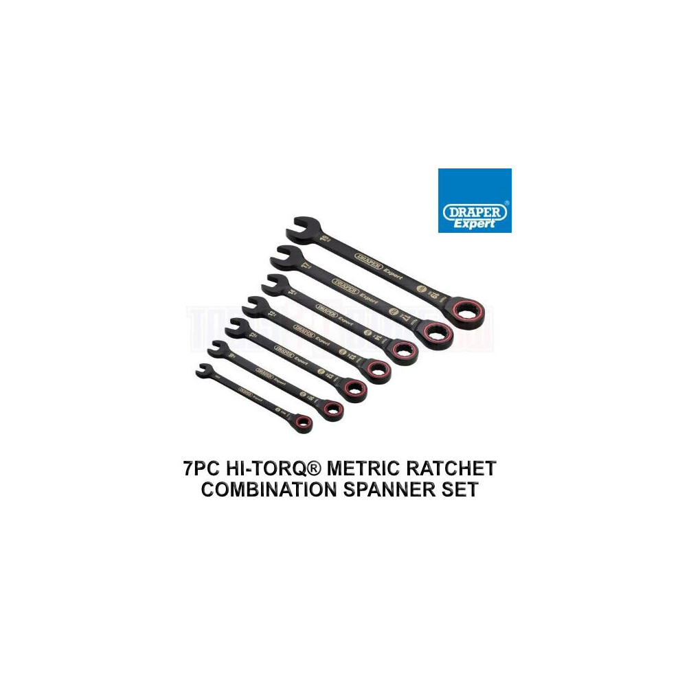 Draper Expert Black Hi-Torq® Metric Ratchet Combination Spanner Set (7 Piece) Set 7 03895 - Image 8