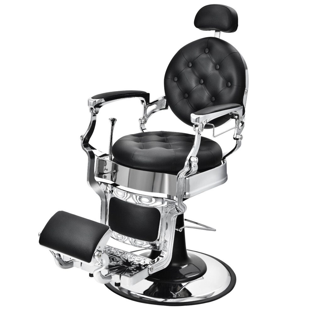 Casart Vintage Barber Chair Reclined Salon Chair W/Hydraulic Pump Metal Frame