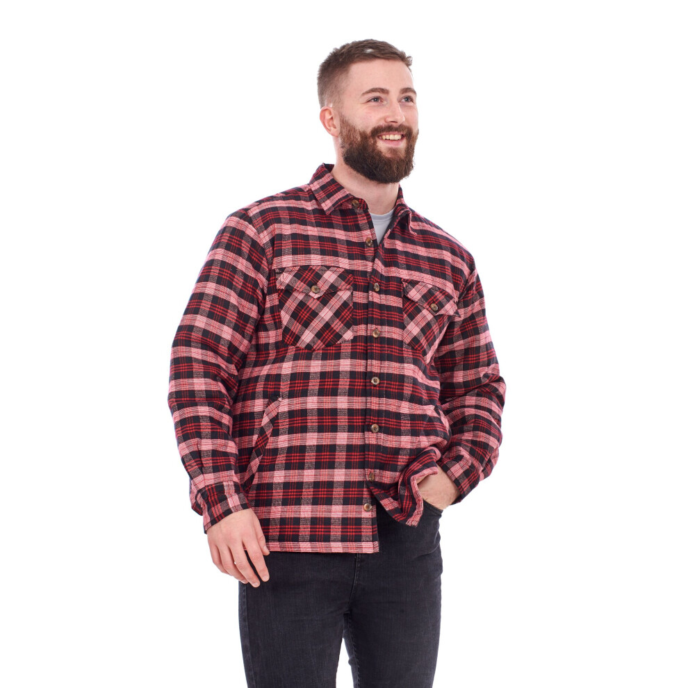 Black Red Check 5XL Malay Mens Padded Work Shirt Quilted Yarn Dyed cotton Buttons Thick Lumberjack Jacket on OnBuy