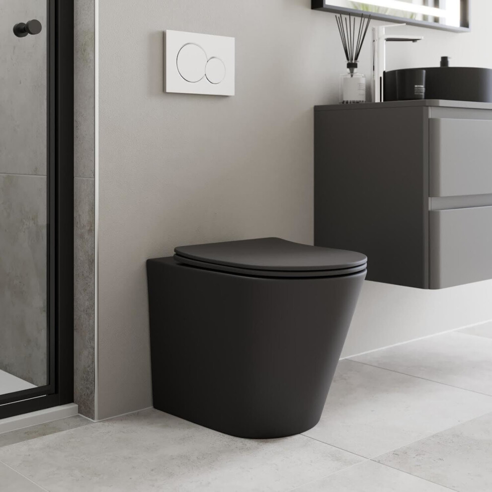 Affine Back To Wall Rimless Toilet & Soft Close Seat - Matt Black