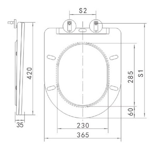 Affine Slim Soft Close D-Shape Toilet Seat - Top Fix Black 2