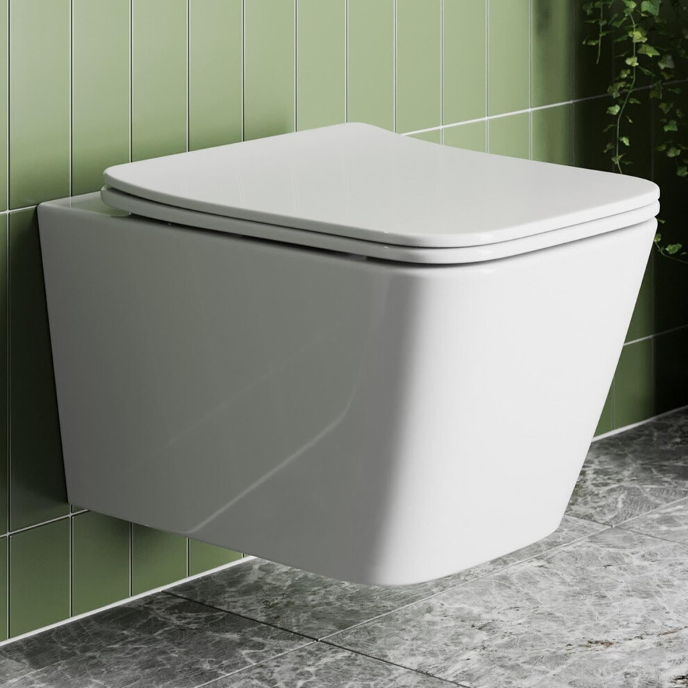 Affine Slim Soft Close Square Toilet Seat - Top Fix Gloss White 5056696003844