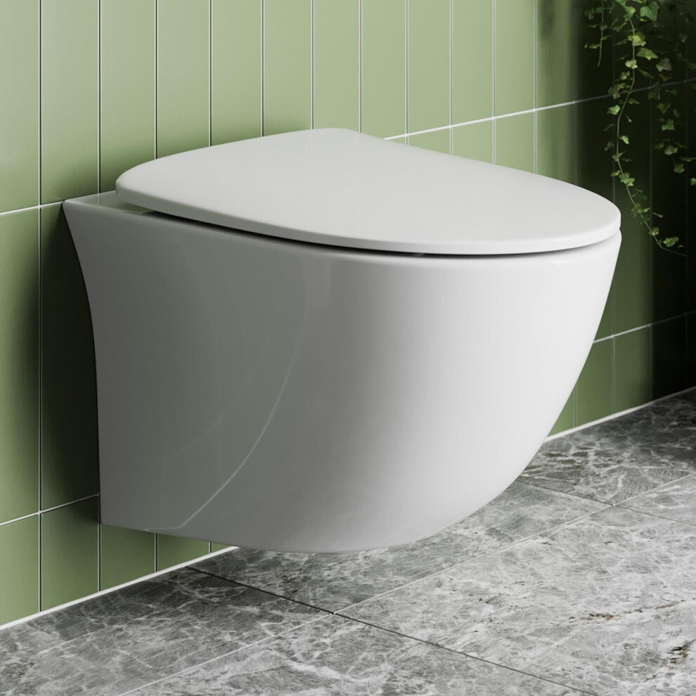 Affine Slim Soft Close D-Shape Toilet Seat - Top Fix Gloss White 5056696000911