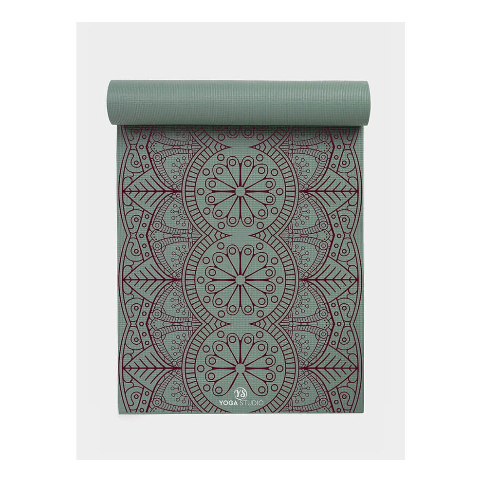 (Sage Green Mat - Dew Drop Mandala) Yoga Studio Designed Sticky Yoga Mat 6mm