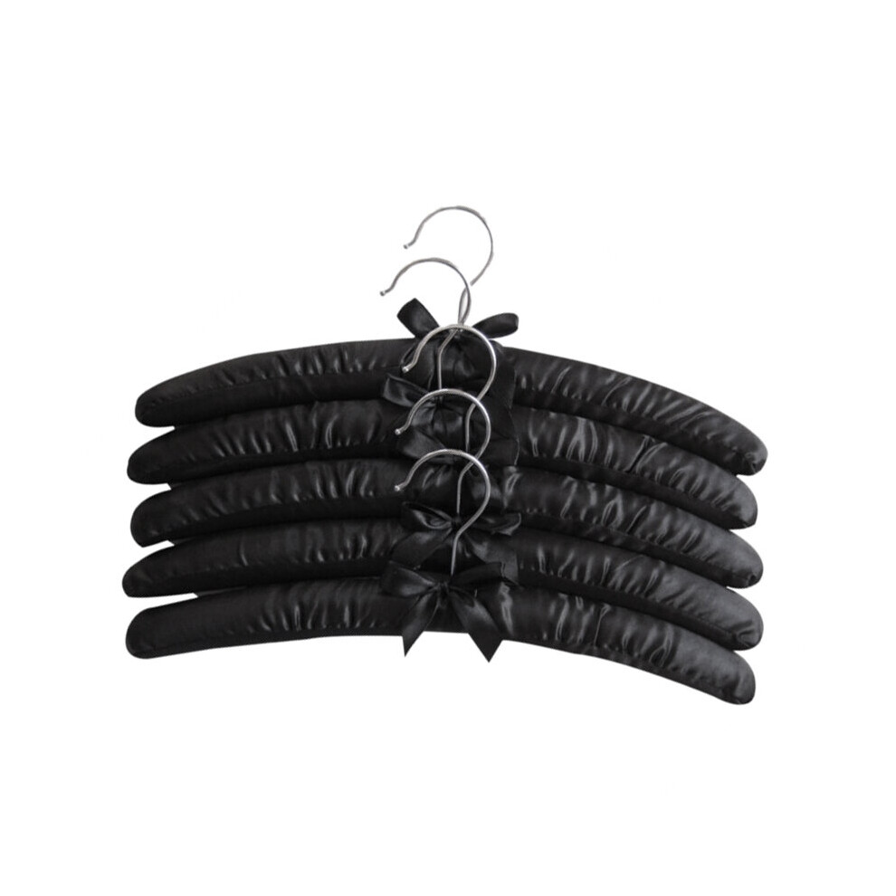 15 Inch Satin Padded Hangers,Silk Hangers (Black,5 Pack)
