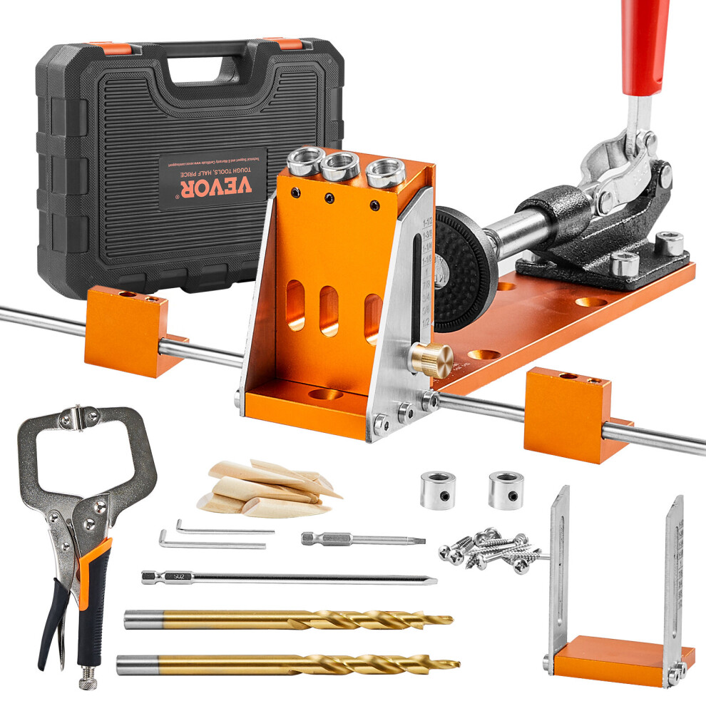 VEVOR Pocket Hole Jig Kit Joinery Woodworking System Adjustable Depth with Clamp