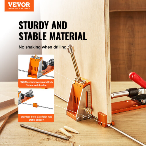 VEVOR VEVOR Pocket Hole Jig Kit Joinery Woodworking System Adjustable Depth with Clamp 1