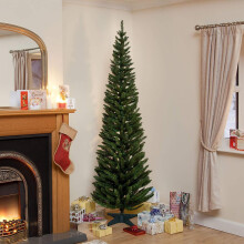 Snowtime 5ft Green Pine Pencil Slim Artificial Christmas Tree with 236
