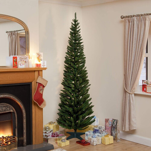 Snowtime 5ft Green Pine Pencil Slim Artificial Christmas Tree with 236