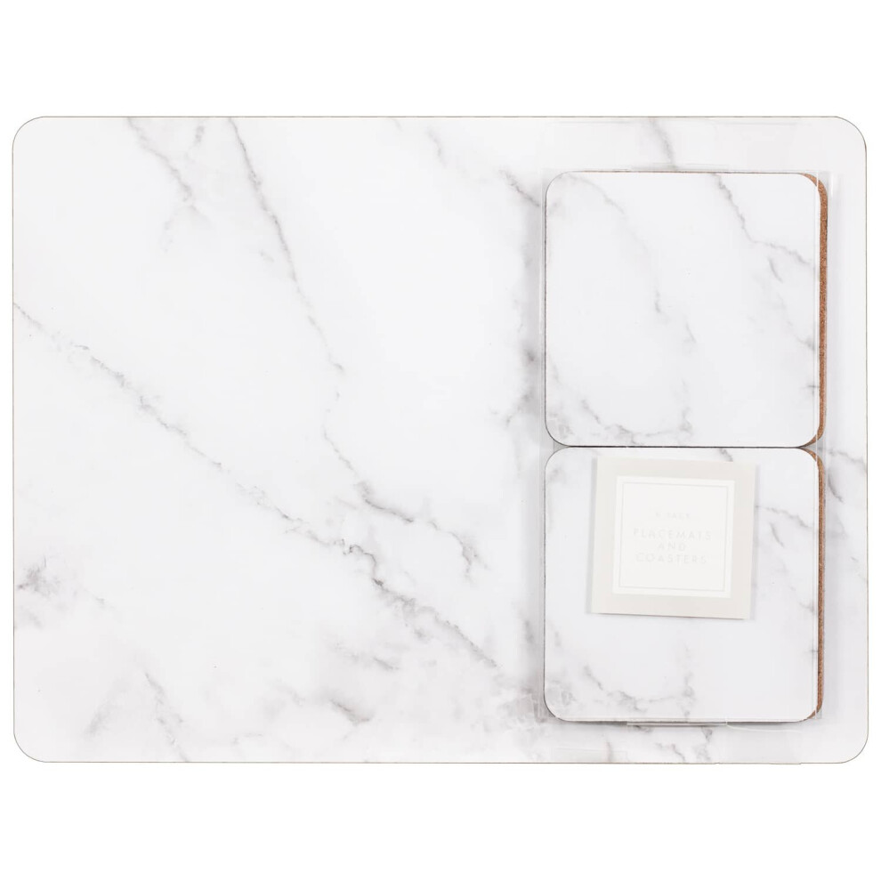 Marble Effect Placemat And Coaster Set Of 8 Table Mats Dining Coasters Tableware