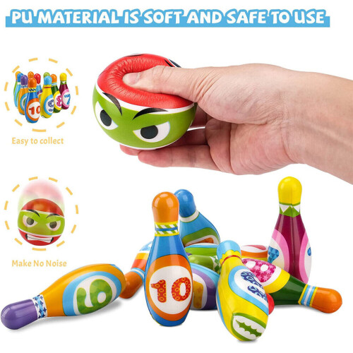 12Pack Kids Foam Bowling Set with Storage Bag 1