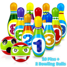 12Pack Kids Foam Bowling Set with Storage Bag