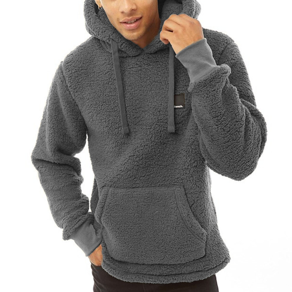 (M, Charcoal) Bench Mens Jerry Borg Pullover Teddy Bear Fleece Hooded Sweatshirt Hoody Hoodie