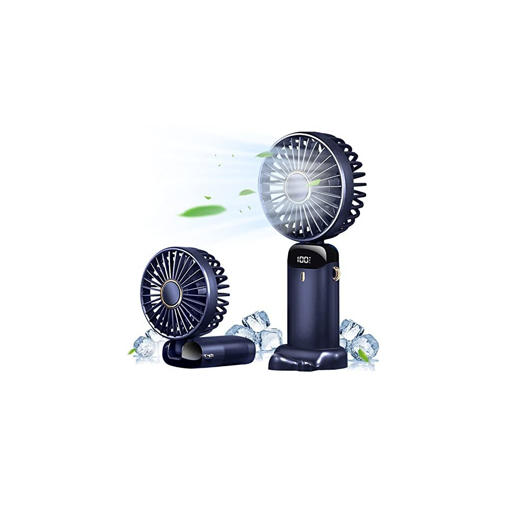 Portable Fan,Handheld Fan Personal Fan 5000mAh Rechargeable with 5 Speeds, Battery Operated Mini Fan with LED Display-Dark Blue-image-OPC-PCFB7QN-NEW