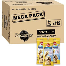 Pedigree DentaStix 112 Sticks Functional Snacks, Daily Dental Chews for Large Dogs (25 kg+), Megapack
