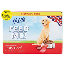 HiLife FEED ME! - Complete Dry Dog Food - Tasty Beef Cheese Vegetables - Soft, Moist & Meaty, 6kg