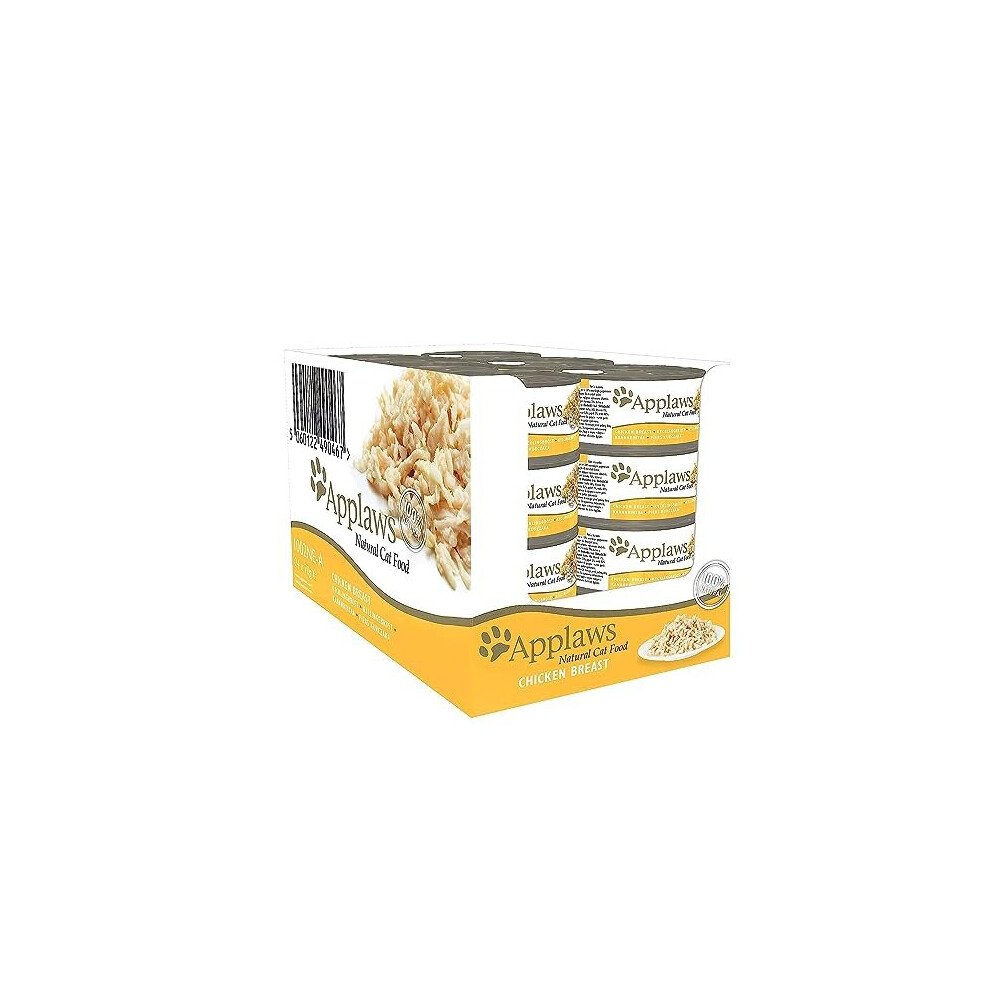 Applaws 100% Natural Wet Cat Food, Chicken Breast In Broth 70 G Tin, 24 X 70 G Tins