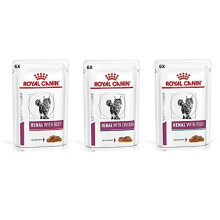 Royal Canin Feline Renal Mix of 6x Tuna 6x Chicken 6x Beef Cat Food each 85gram (Pack of 18)