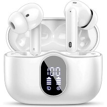Wireless Earbuds, Bluetooth 5.3 Headphones In Ear with 4 ENC Noise Cancelling Mic, 2023 Bluetooth Earphones Mini HI-FI Stereo Sound, Waterproof White