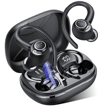 Jesebang Wireless Earbuds, Bluetooth 5.3 Headphones, 2023 Wireless Earphones HiFi Stereo Sound with ENC Mic, Sport Headsets in Ear EarHooks, Black