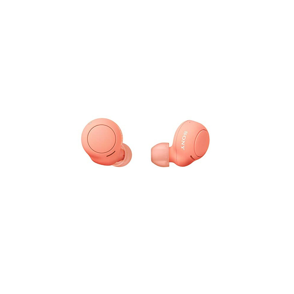 Sony WF-C500 True Wireless Headphones - Up to 20 hours battery life with charging case - Voice Assistant compatible - connection - Orange