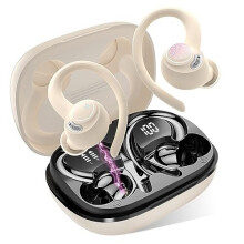 Jesebang Wireless Earbuds, Bluetooth 5.3 Headphones, 2023 Wireless Earphones HiFi Stereo Sound with ENC Mic, Sport Headsets in Ear EarHooks, White