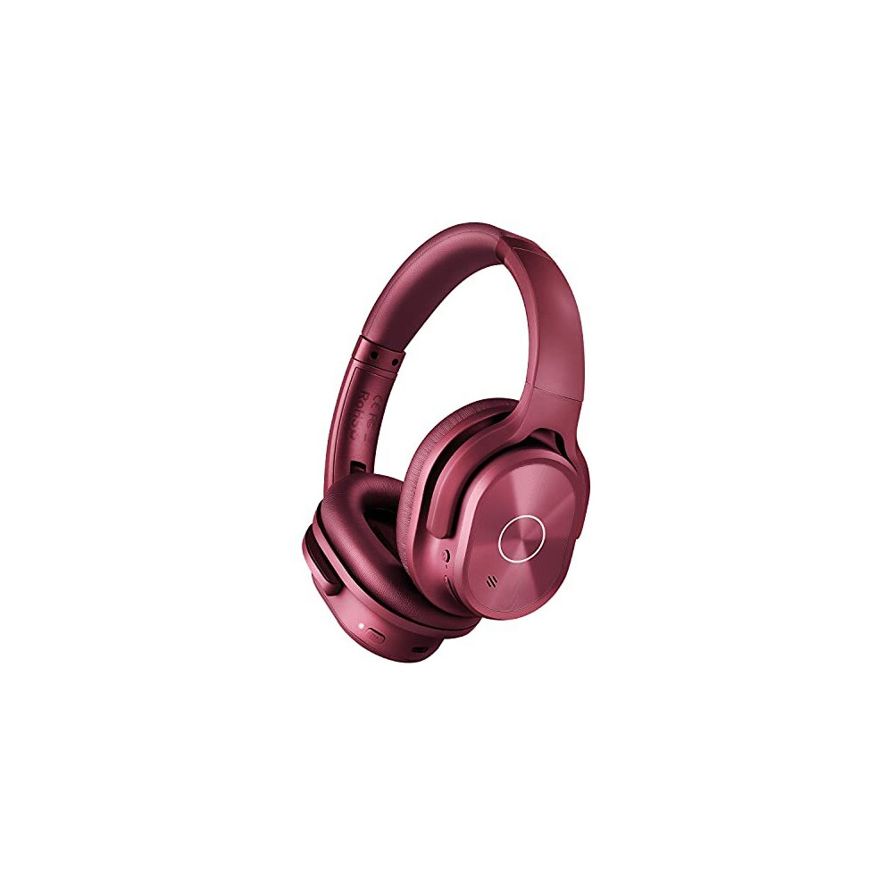 ZIHNIC Active Noise Cancelling Headphones, 40H Playtime Wireless Bluetooth Headset with Deep Bass Hi-Fi Stereo Sound,Comfortable Earpads (Red)