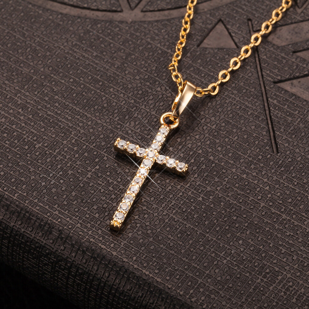 (Gold) Highquality Cross Pendant Collarbone Chain Durable Alloy Material Trendy Design