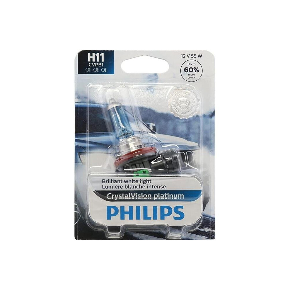 Philips H11CVPB1 Crystal Vision Platinum Upgrade Headlight Bulb - White
