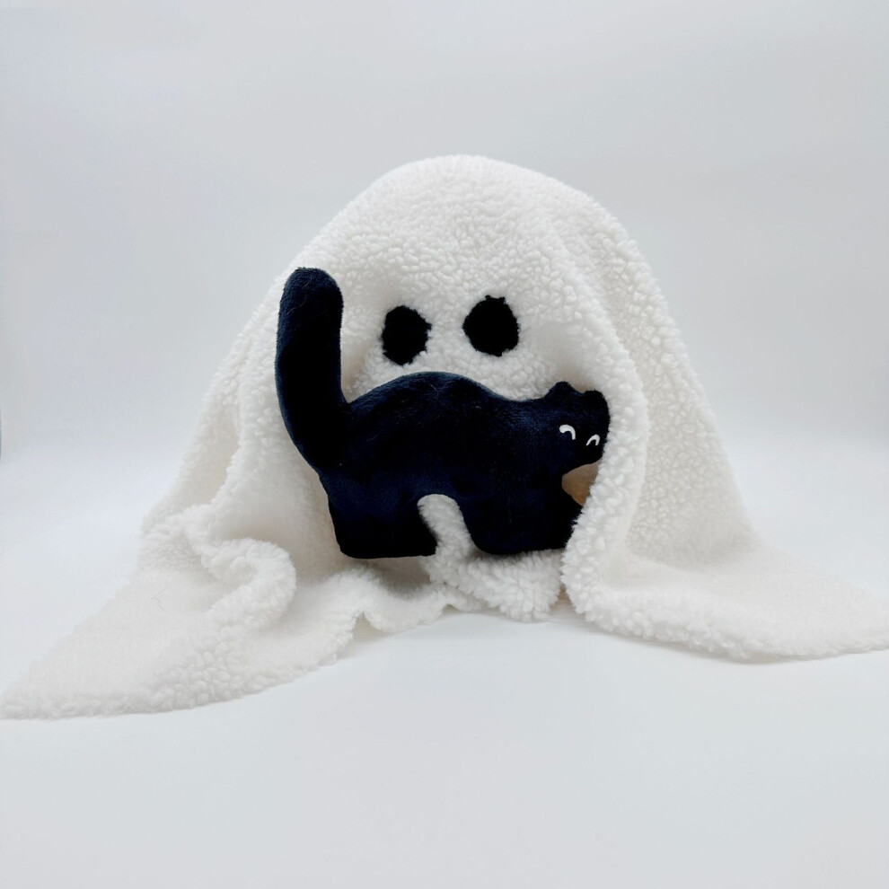 (Ghost Black Cat) Gus The Ghost With Pumpkin Pillow Ghost Plush Pillow Toys Homeware Gifts Soft Stuffed Halloween Ghost Plush Great Halloween Decorati