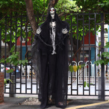 170cm Halloween Skull Ghost Head Skeleton for Indoor and Outdoor Decoration, Dark Grey
