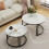 (White Sintered Stone-top) Set of 2 Modern Round Nesting Coffee Table 5