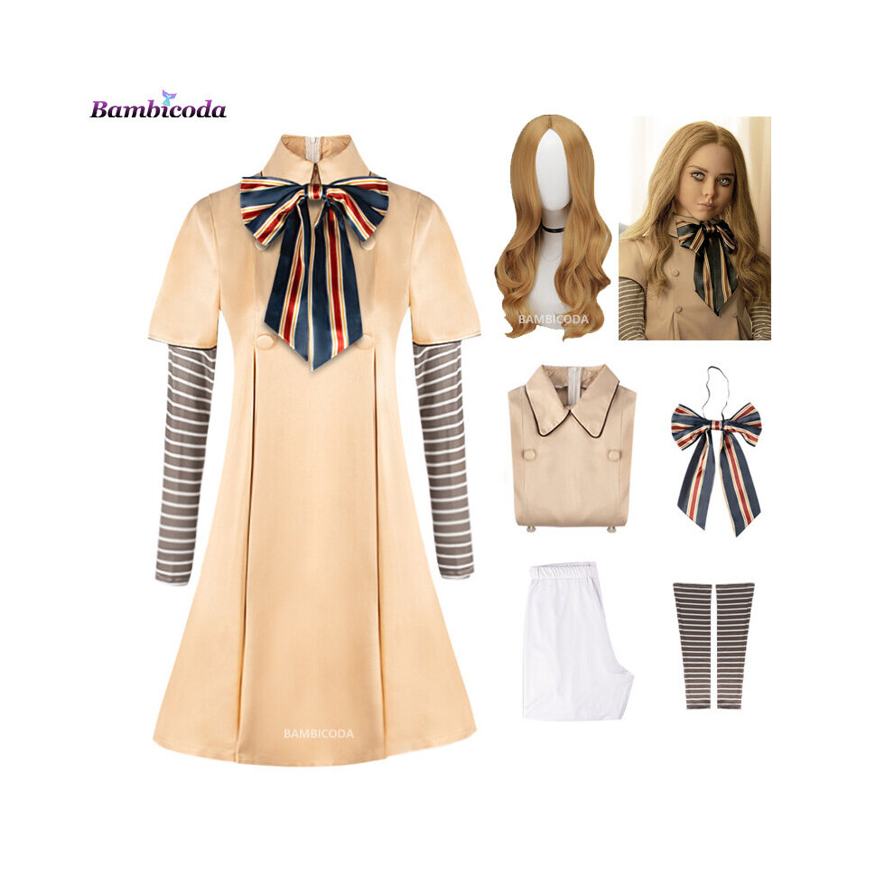 (5-6T(120), Dresses Wigs) MEGAN Cosplay Dress for Kids Girls Women AI Doll Robots Megan Dresses Uniform Two