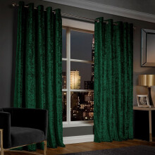 (90" x 90"_(228cm x 228cm), Green) Velvet Curtains Ring Top Eyelet Curtain Pair with Tiebacks