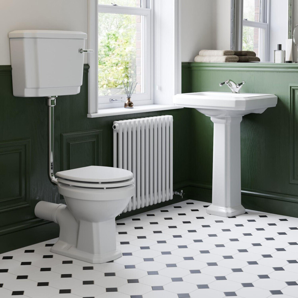 Traditional Cloakroom Suite Low Level Toilet 1 Tap Hole Basin Pedestal Bathroom 5056696026539