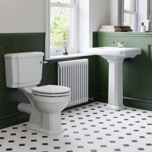 Traditional Cloakroom Suite Close Coupled Toilet WC 1 Tap Hole Basin Bathroom