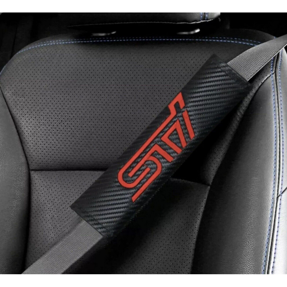 STI Carbon Fibre Car Seat belt Cover Shoulder Pads (2 pcs)