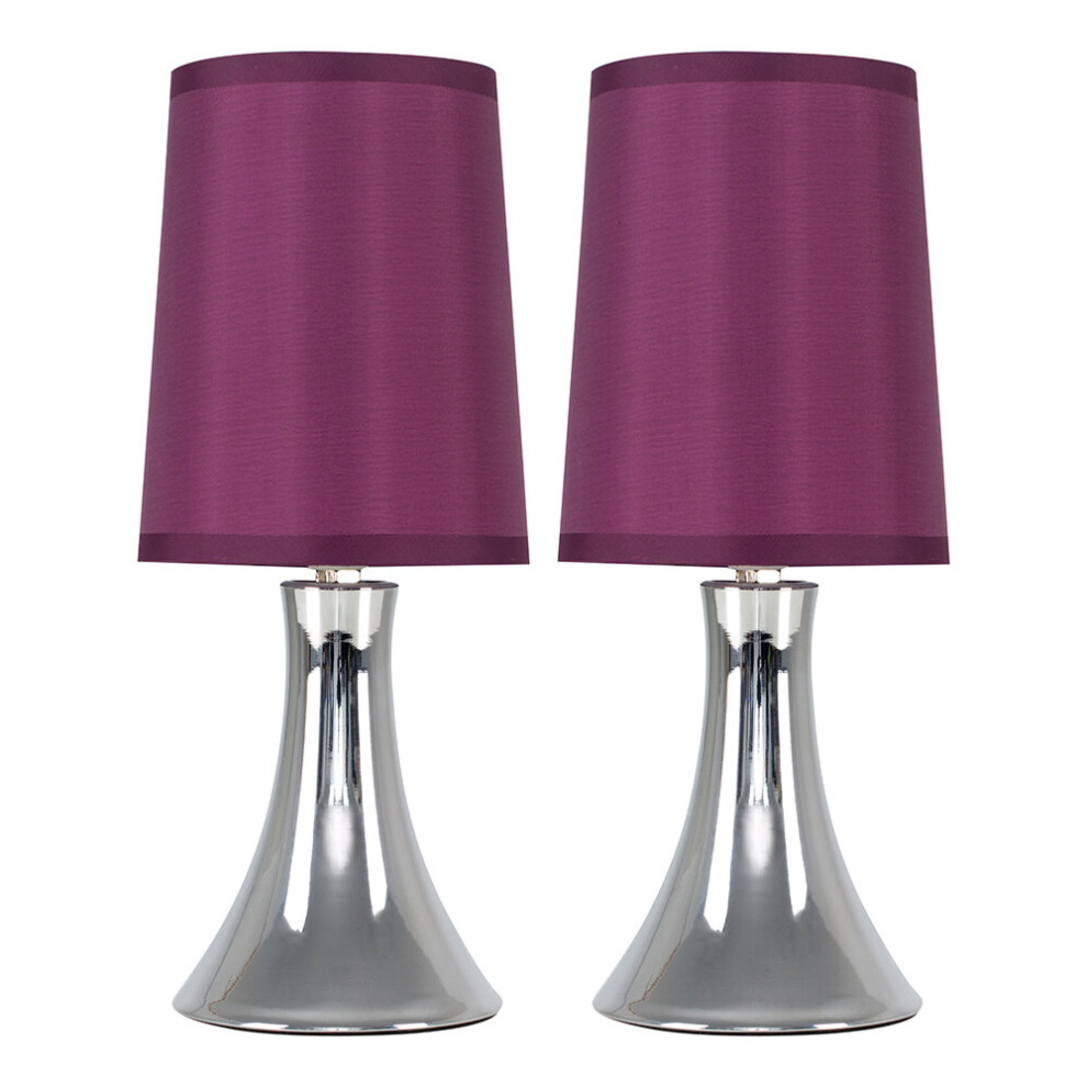 Pair of Silver Table Lamps Touch On/Off