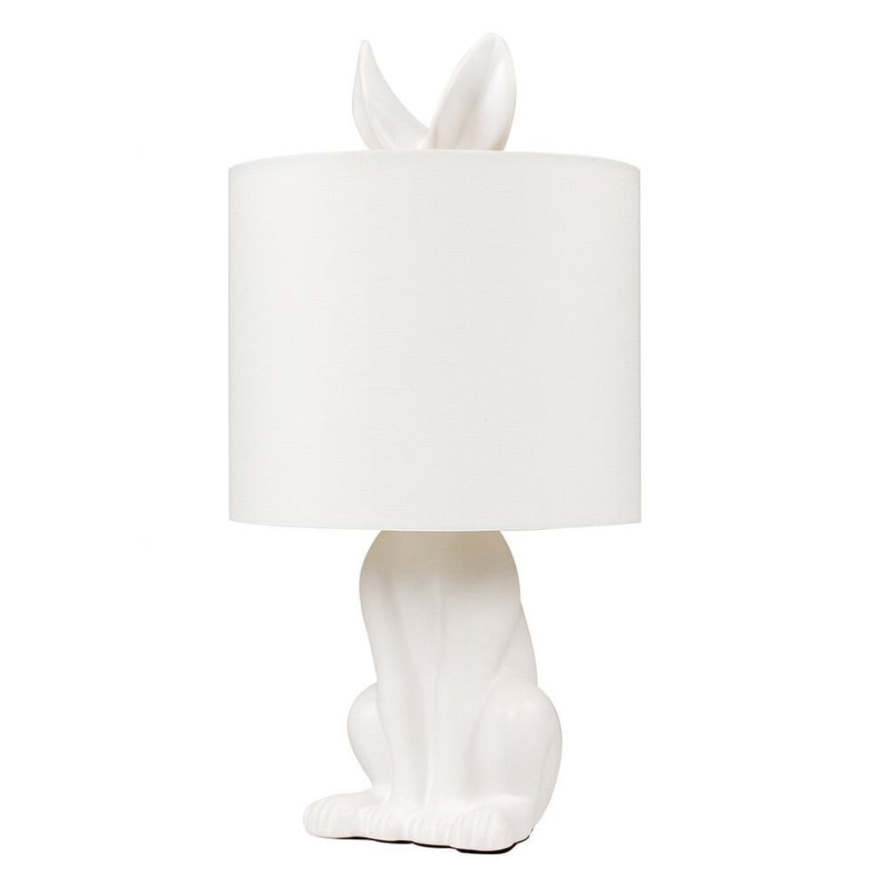 Valuelights White Lepus Ceramic Hare Table Lamp