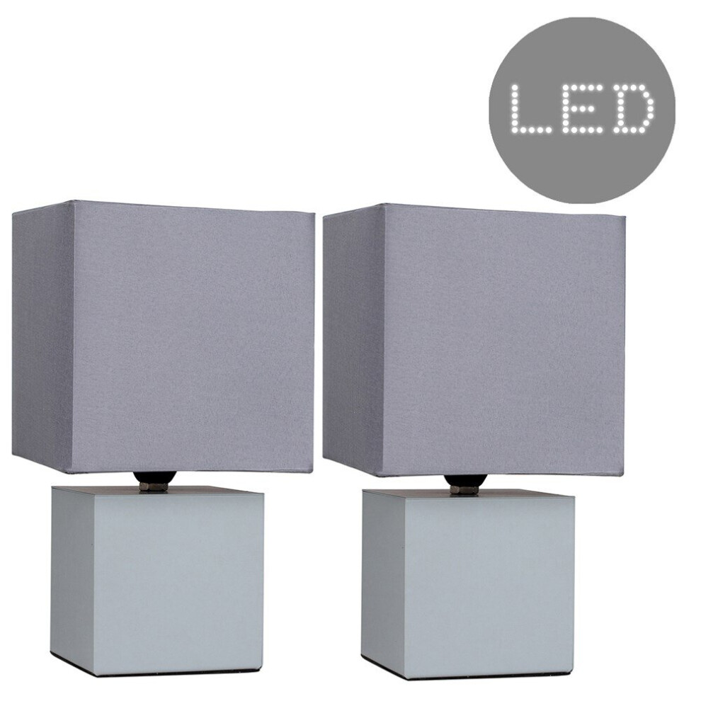 Cubbie Pair of Grey Table Lamp Touch On/Off