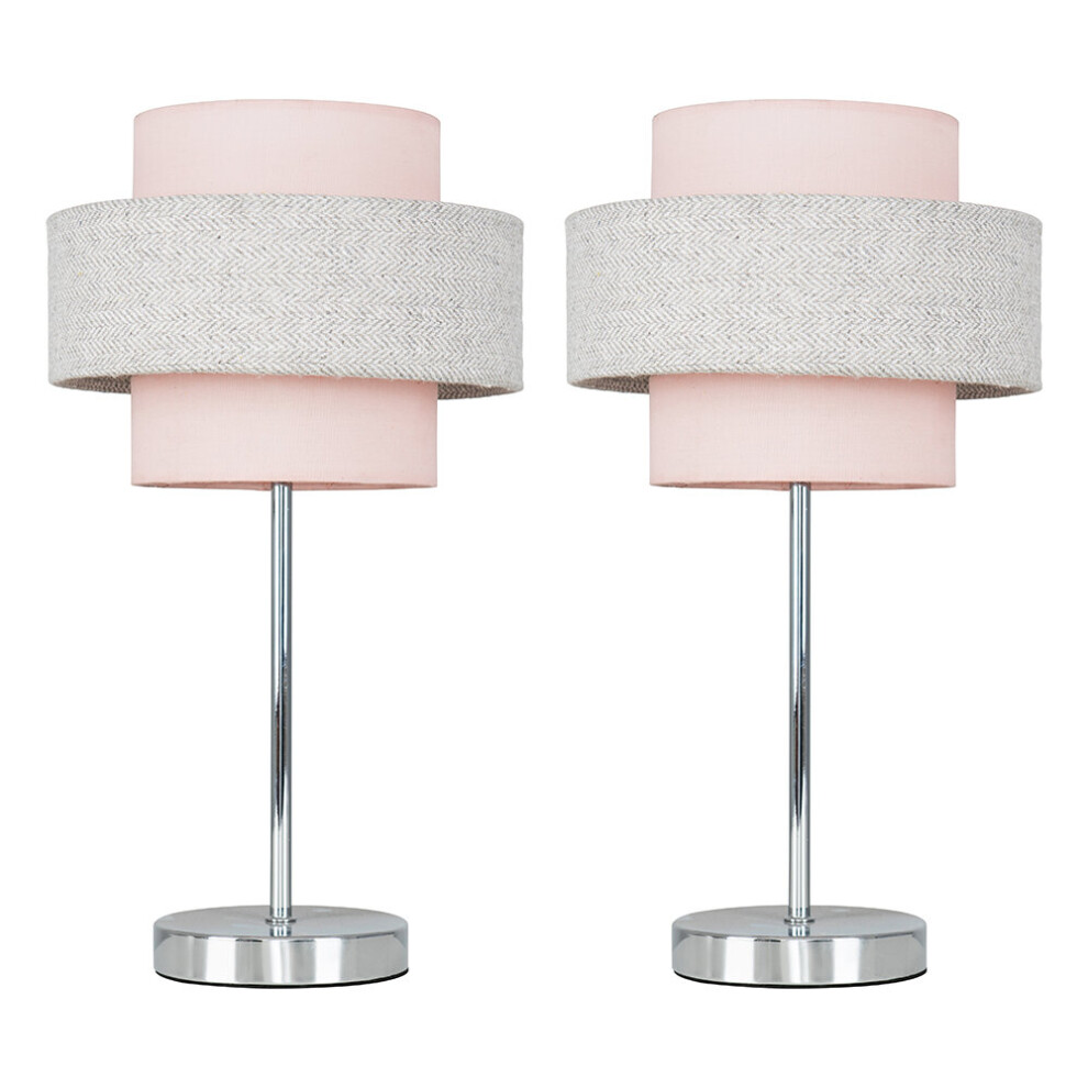 Weaver Pair of Pink Table Lamp Touch On/Off
