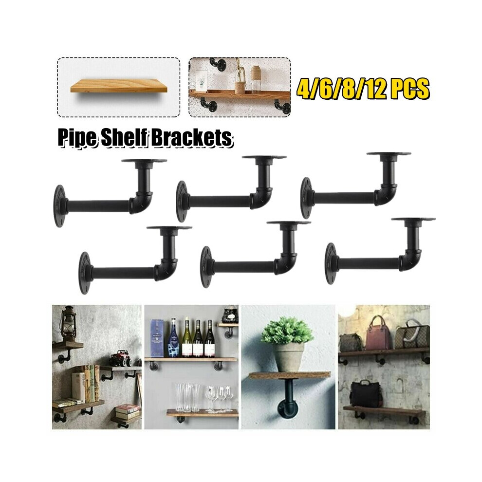(12pcs) 4-12Pcs Pipe Shelf Brackets Wall Floating Shelves