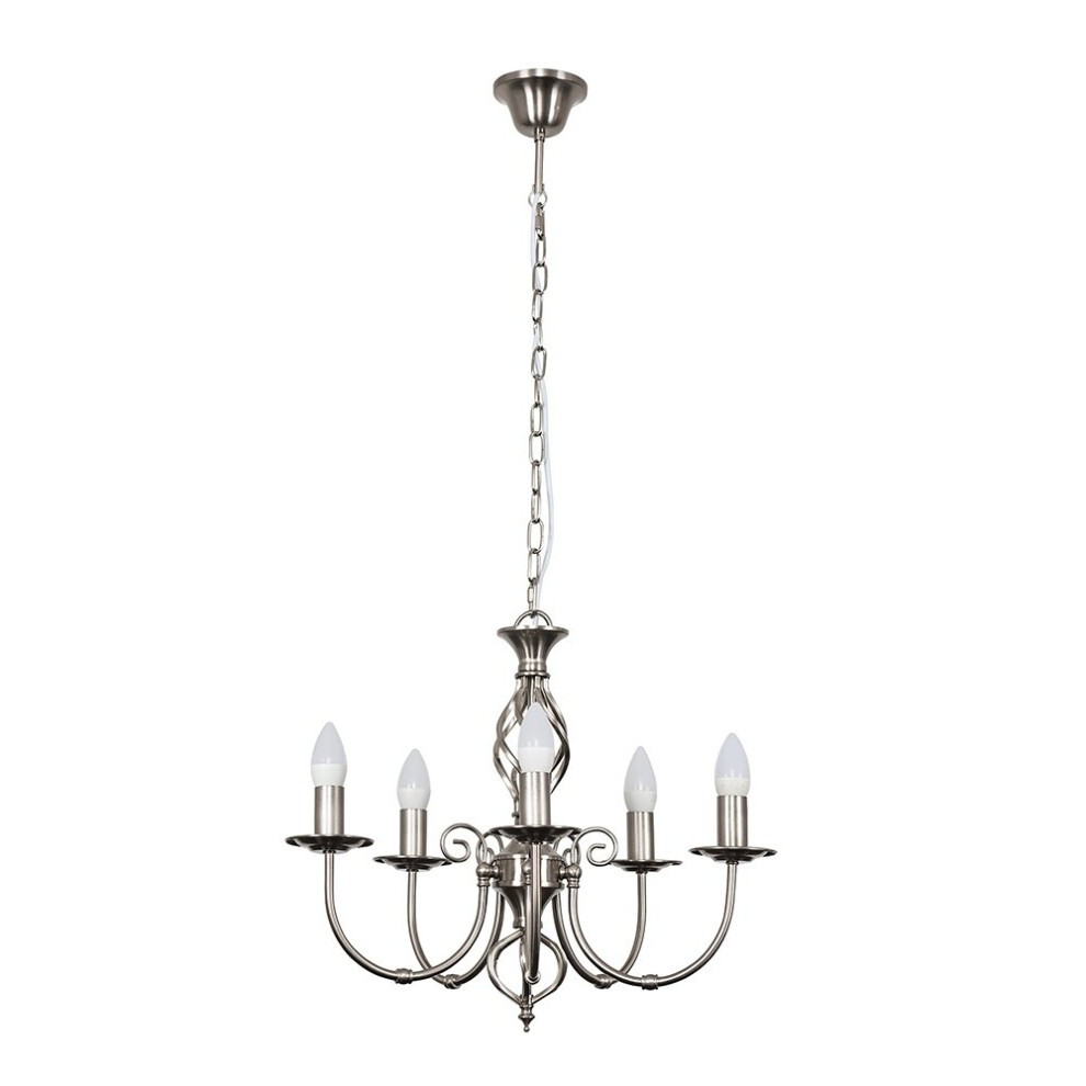 Memphis 5 Way Brushed Chrome Ceiling Light Chandelier