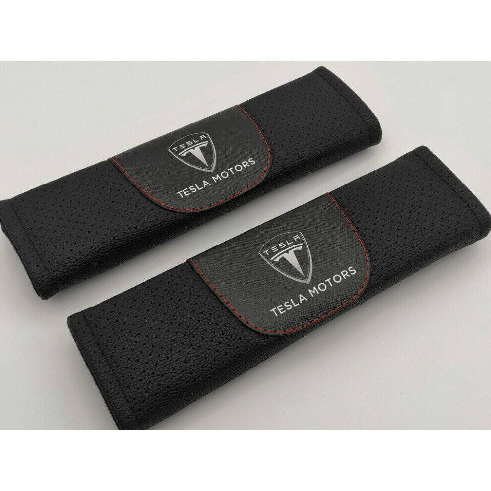 (Black) 2Pcs Tesla Seat Belt Cover Shoulder Protector Pad Black 4754135872037