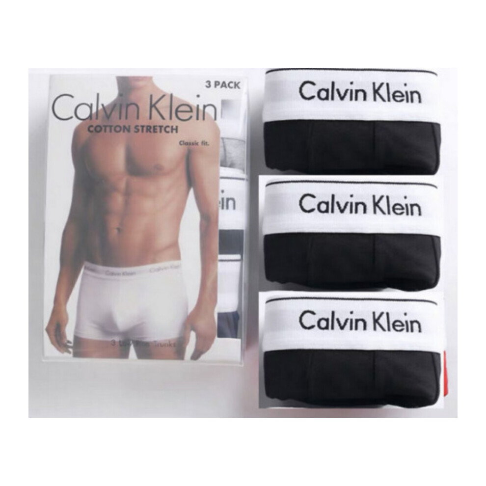 (S) Men's Calvin Klein Low Rise Boxers 3 Pack Black